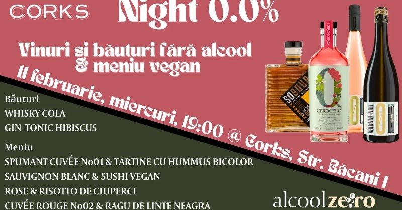 0.0% Night | Degustare de vinuri, gin & whisky fără alcool
